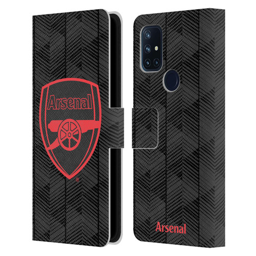 Arsenal FC Crest and Gunners Logo Black Leather Book Wallet Case Cover For OnePlus Nord N10 5G