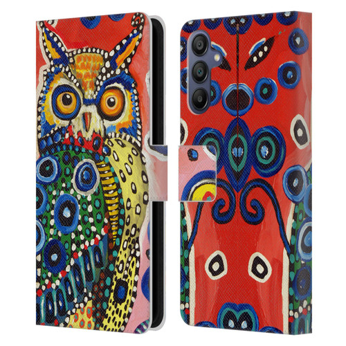Mad Dog Art Gallery Animals Owl Leather Book Wallet Case Cover For Samsung Galaxy A15