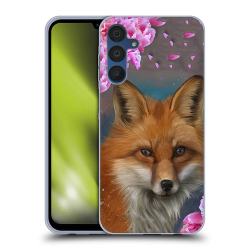 Ash Evans Animals Fox Peonies Soft Gel Case for Samsung Galaxy A15