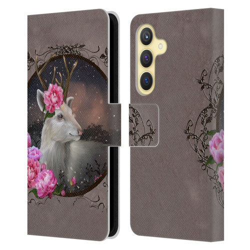 Ash Evans Animals White Deer Leather Book Wallet Case Cover For Samsung Galaxy S24 5G