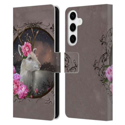 Ash Evans Animals White Deer Leather Book Wallet Case Cover For Samsung Galaxy S24+ 5G