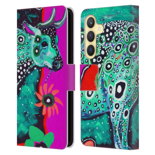 Mad Dog Art Gallery Animals Cosmic Cow Leather Book Wallet Case Cover For Samsung Galaxy S24 5G
