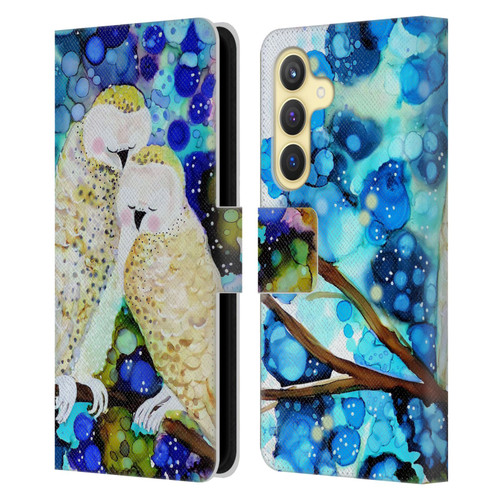 Sylvie Demers Birds 3 Owls Leather Book Wallet Case Cover For Samsung Galaxy S24 5G