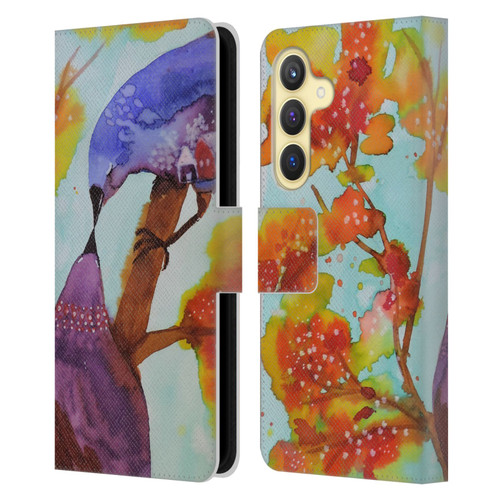Sylvie Demers Birds 3 Kissing Leather Book Wallet Case Cover For Samsung Galaxy S24 5G
