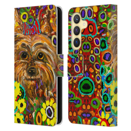 Mad Dog Art Gallery Dogs 2 Yorkie Leather Book Wallet Case Cover For Samsung Galaxy S24 5G