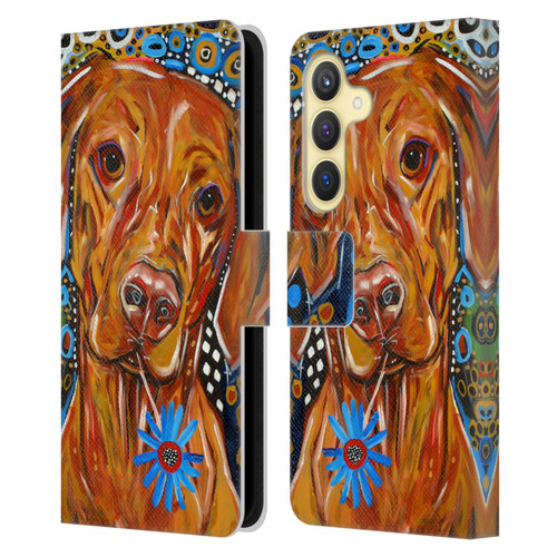 Mad Dog Art Gallery Dogs 2 Viszla Leather Book Wallet Case Cover For Samsung Galaxy S24 5G