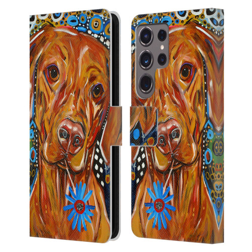 Mad Dog Art Gallery Dogs 2 Viszla Leather Book Wallet Case Cover For Samsung Galaxy S24 Ultra 5G
