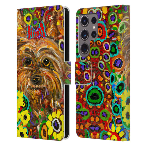 Mad Dog Art Gallery Dogs 2 Yorkie Leather Book Wallet Case Cover For Samsung Galaxy S24 Ultra 5G