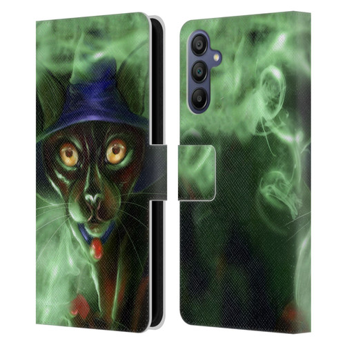 Ash Evans Black Cats Conjuring Magic Leather Book Wallet Case Cover For Samsung Galaxy A15