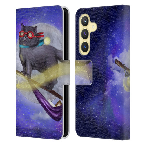 Ash Evans Black Cats Fly By Leather Book Wallet Case Cover For Samsung Galaxy S24 5G