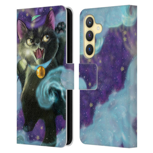 Ash Evans Black Cats Poof! Leather Book Wallet Case Cover For Samsung Galaxy S24 5G