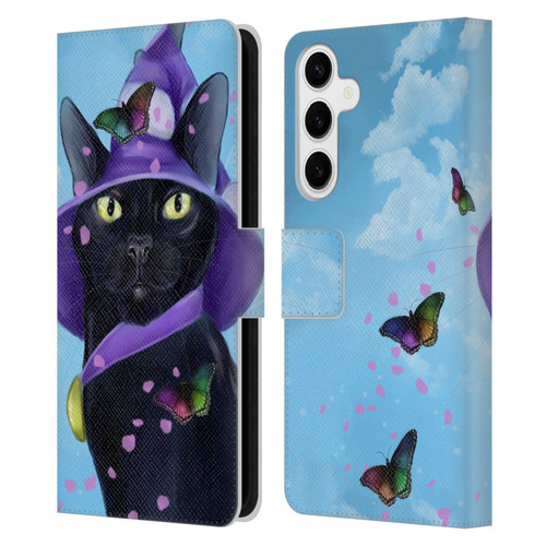 Ash Evans Black Cats Butterfly Sky Leather Book Wallet Case Cover For Samsung Galaxy S24+ 5G