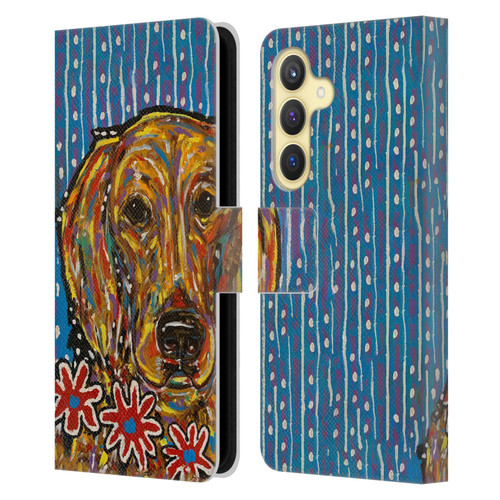 Mad Dog Art Gallery Dog 5 Golden Retriever Leather Book Wallet Case Cover For Samsung Galaxy S24 5G