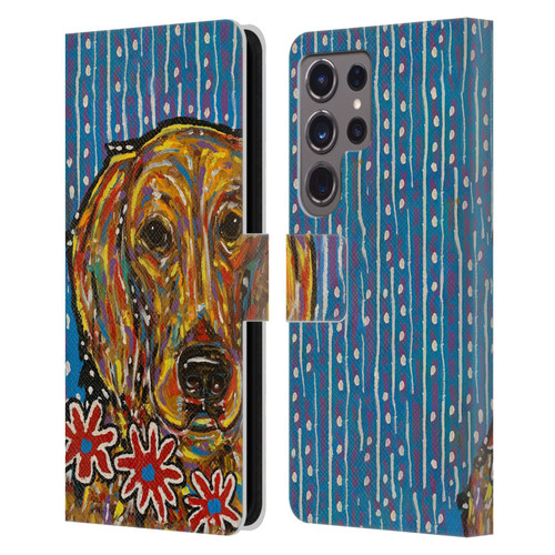 Mad Dog Art Gallery Dog 5 Golden Retriever Leather Book Wallet Case Cover For Samsung Galaxy S24 Ultra 5G