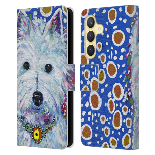 Mad Dog Art Gallery Dogs Westie Leather Book Wallet Case Cover For Samsung Galaxy S24 5G