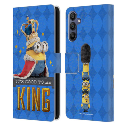 Minions Minion British Invasion King Bob Leather Book Wallet Case Cover For Samsung Galaxy A15