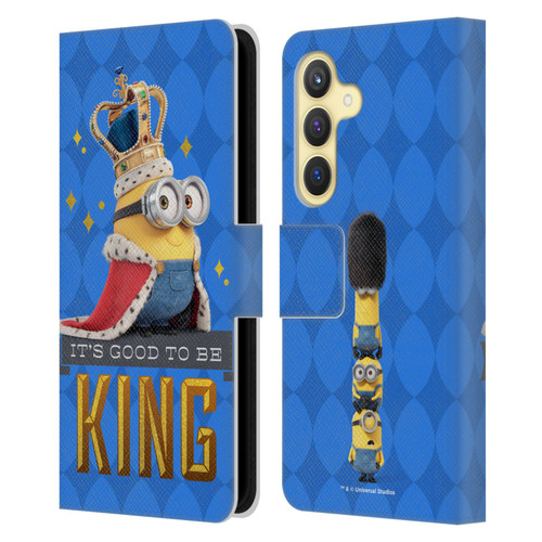 Minions Minion British Invasion King Bob Leather Book Wallet Case Cover For Samsung Galaxy S24 5G