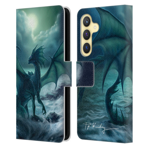 Piya Wannachaiwong Black Dragons Dark Waves Leather Book Wallet Case Cover For Samsung Galaxy S24 5G