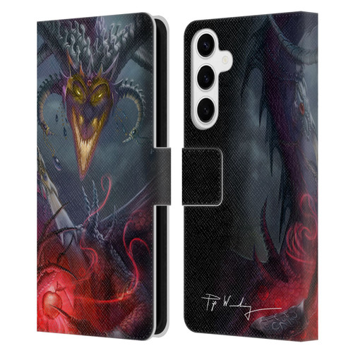 Piya Wannachaiwong Black Dragons Enchanted Leather Book Wallet Case Cover For Samsung Galaxy S24+ 5G