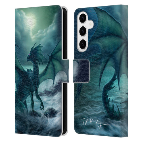 Piya Wannachaiwong Black Dragons Dark Waves Leather Book Wallet Case Cover For Samsung Galaxy S24+ 5G