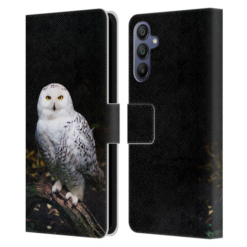 Patrik Lovrin Animal Portraits Majestic Winter Snowy Owl Leather Book Wallet Case Cover For Samsung Galaxy A15