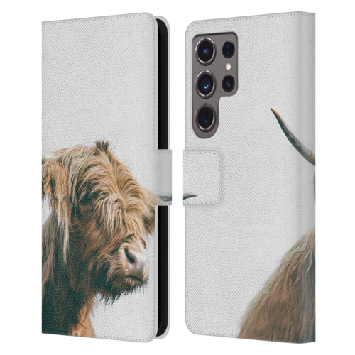 Patrik Lovrin Animal Portraits Majestic Highland Cow Leather Book Wallet Case Cover For Samsung Galaxy S24 Ultra 5G