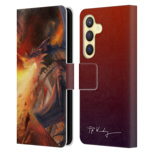 Piya Wannachaiwong Dragons Of Fire Blast Leather Book Wallet Case Cover For Samsung Galaxy S24 5G