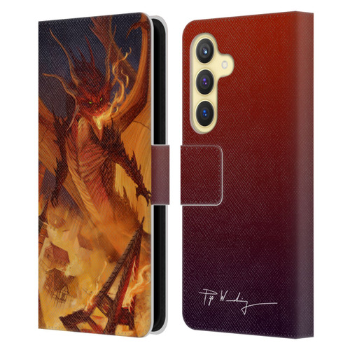 Piya Wannachaiwong Dragons Of Fire Dragonfire Leather Book Wallet Case Cover For Samsung Galaxy S24 5G