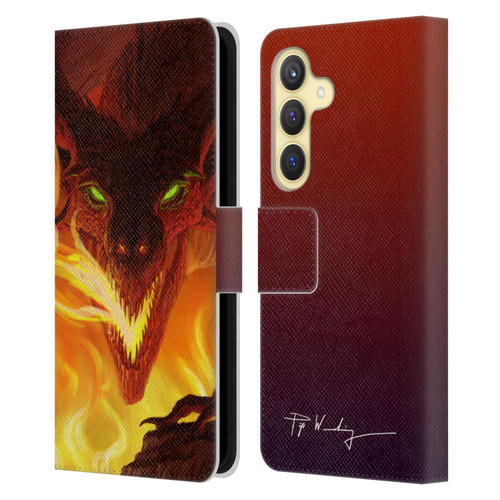 Piya Wannachaiwong Dragons Of Fire Glare Leather Book Wallet Case Cover For Samsung Galaxy S24 5G