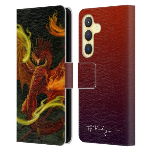 Piya Wannachaiwong Dragons Of Fire Magical Leather Book Wallet Case Cover For Samsung Galaxy S24 5G