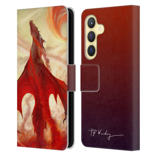 Piya Wannachaiwong Dragons Of Fire Mighty Leather Book Wallet Case Cover For Samsung Galaxy S24 5G