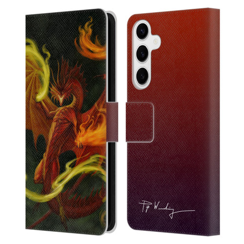 Piya Wannachaiwong Dragons Of Fire Magical Leather Book Wallet Case Cover For Samsung Galaxy S24+ 5G