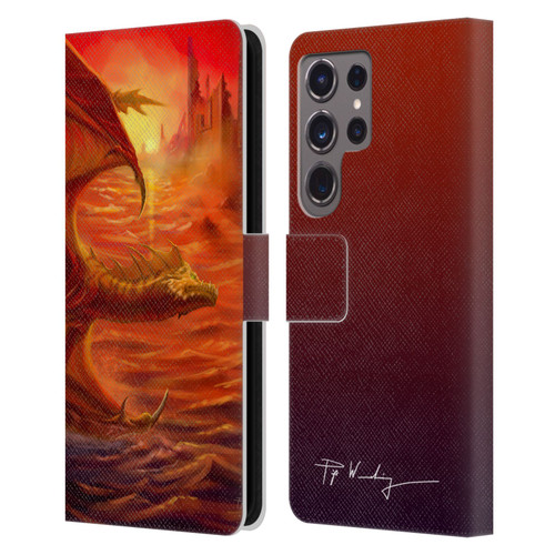 Piya Wannachaiwong Dragons Of Fire Lakeside Leather Book Wallet Case Cover For Samsung Galaxy S24 Ultra 5G