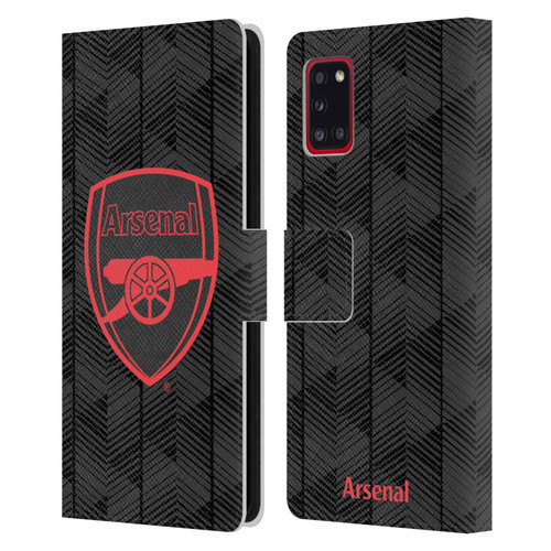 Arsenal FC Crest and Gunners Logo Black Leather Book Wallet Case Cover For Samsung Galaxy A31 (2020)