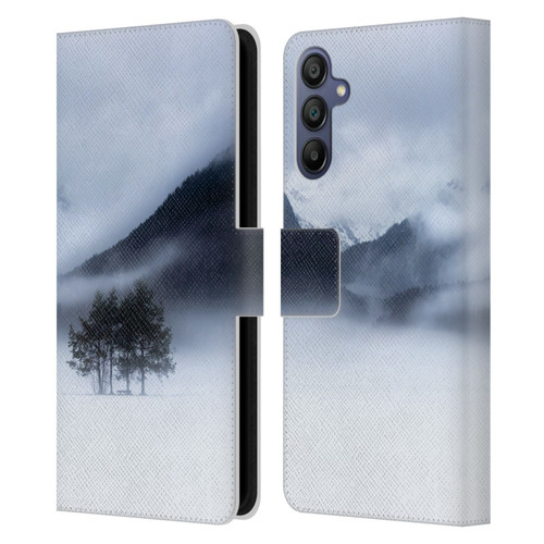 Patrik Lovrin Magical Foggy Landscape Fog, Mountains And A Tree Leather Book Wallet Case Cover For Samsung Galaxy A15