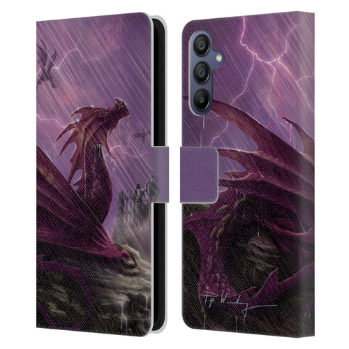 Piya Wannachaiwong Dragons Of Sea And Storms Thunderstorm Dragon Leather Book Wallet Case Cover For Samsung Galaxy A15