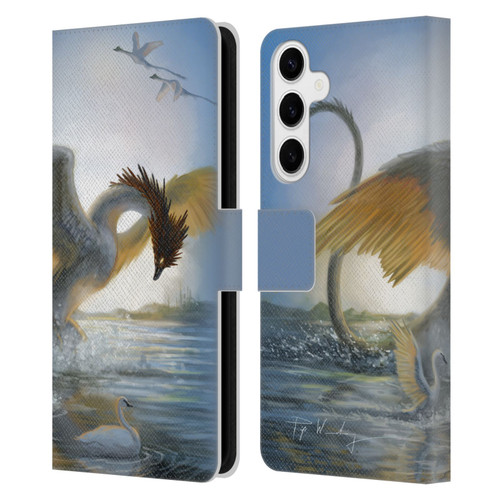 Piya Wannachaiwong Dragons Of Sea And Storms Swan Dragon Leather Book Wallet Case Cover For Samsung Galaxy S24+ 5G