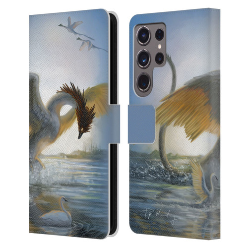 Piya Wannachaiwong Dragons Of Sea And Storms Swan Dragon Leather Book Wallet Case Cover For Samsung Galaxy S24 Ultra 5G