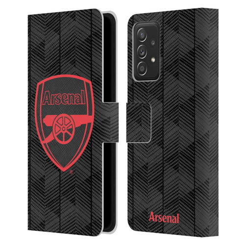 Arsenal FC Crest and Gunners Logo Black Leather Book Wallet Case Cover For Samsung Galaxy A52 / A52s / 5G (2021)