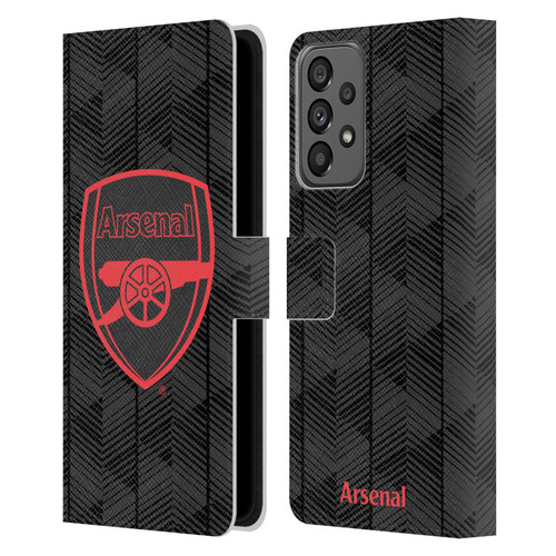 Arsenal FC Crest and Gunners Logo Black Leather Book Wallet Case Cover For Samsung Galaxy A73 5G (2022)