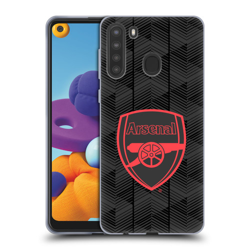 Arsenal FC Crest and Gunners Logo Black Soft Gel Case for Samsung Galaxy A21 (2020)