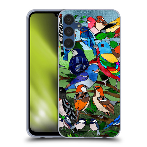 Suzan Lind Birds Stained Glass Soft Gel Case for Samsung Galaxy A15