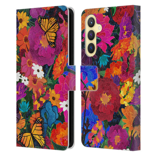 Suzan Lind Butterflies Flower Collage Leather Book Wallet Case Cover For Samsung Galaxy S23 FE 5G