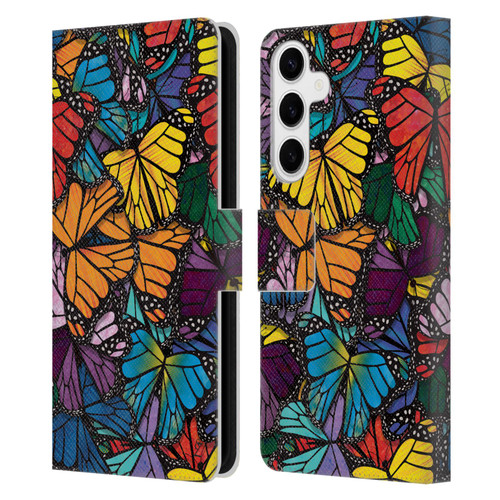 Suzan Lind Butterflies Monarch Leather Book Wallet Case Cover For Samsung Galaxy S24+ 5G