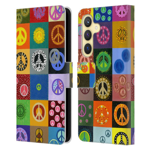 Suzan Lind Colours & Patterns Peace Quilt Leather Book Wallet Case Cover For Samsung Galaxy S24 5G