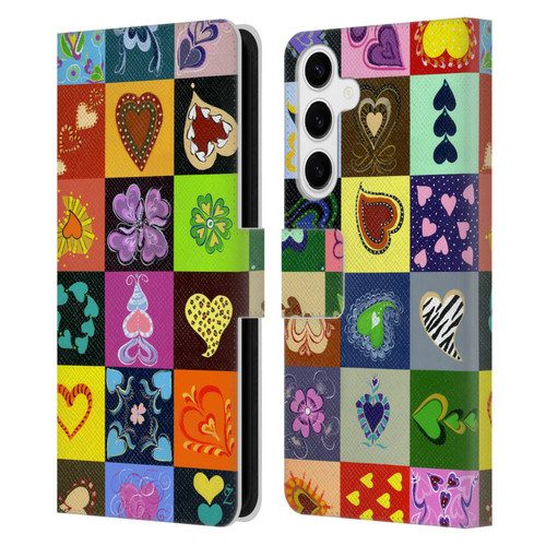 Suzan Lind Colours & Patterns Heart Quilt Leather Book Wallet Case Cover For Samsung Galaxy S24+ 5G