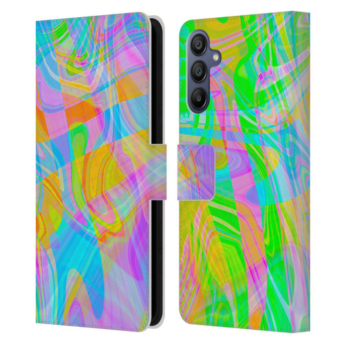 Suzan Lind Marble Abstract Rainbow Leather Book Wallet Case Cover For Samsung Galaxy A15
