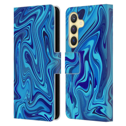 Suzan Lind Marble Blue Leather Book Wallet Case Cover For Samsung Galaxy S24 5G