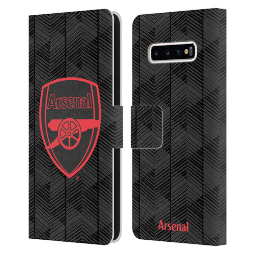 Arsenal FC Crest and Gunners Logo Black Leather Book Wallet Case Cover For Samsung Galaxy S10+ / S10 Plus
