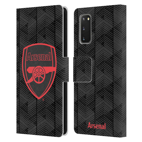 Arsenal FC Crest and Gunners Logo Black Leather Book Wallet Case Cover For Samsung Galaxy S20 / S20 5G
